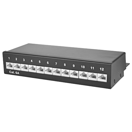 Patchpanel / Patchfeld 12-Port Cat.6a schwarz