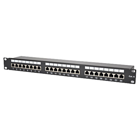 Patchpanel / Patchfeld 24-Port Cat.6 schwarz Rackeinbau