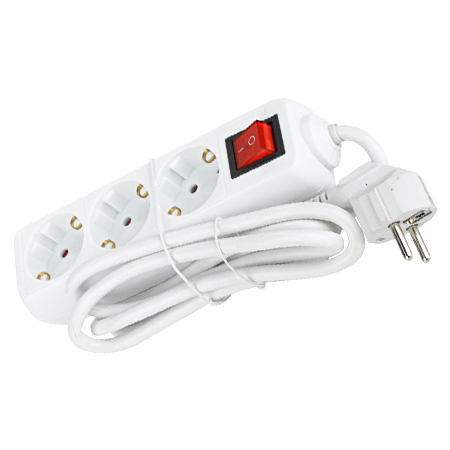 InLine® Steckdosenleiste, 3-fach Schutzkontakt, Überspannungsschutz und  QuickCharge USB, mit Schalter, 1,5m, weiß, Steckdosenleisten, Strom /  Energie / Licht, Produkte