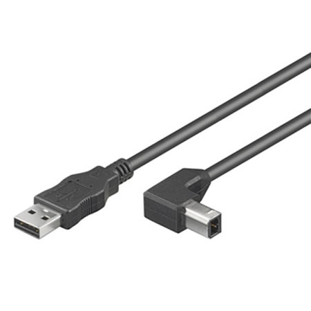 TECHly USB 2.0 Anschlusskabel (A) > (B) 90° gewinkelt schwarz 2 m