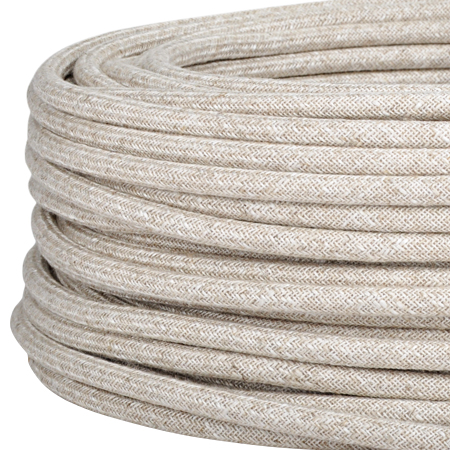 Textilkabel Stoffkabel 3x1,5 mm² Canvas Jute beige 5 m