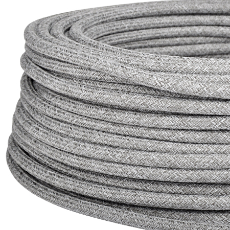 Textilkabel Stoffkabel 3x1,5 mm² Canvas Jute grau 10 m