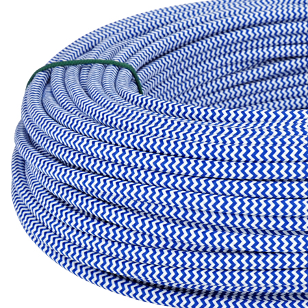 Textilkabel Stoffkabel 3x0,75 mm² blau weiß Zick Zack