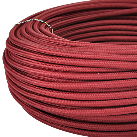 Textilkabel für Lampe Bordeaux-Rot Textilummanteltes Kabel dreiadrig 3x0,75mm² 