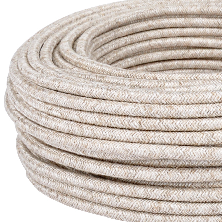 Textilkabel Stoffkabel 3x0,75 mm² Canvas Jute beige Meterware