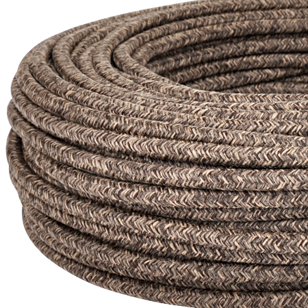 Textilkabel Stoffkabel 3x0,75 mm² Canvas Jute braun 5 m