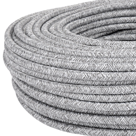 Textilkabel Stoffkabel 3x0,75 mm² Canvas Jute grau Meterware