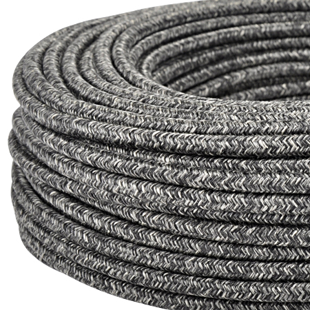 Textilkabel Stoffkabel 3x0,75 mm² Canvas Jute schwarz