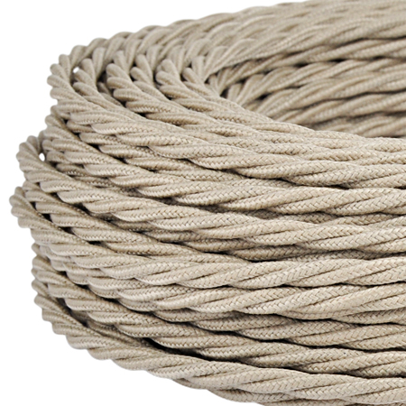 Textilkabel Stoffkabel gedreht 3x0,75 mm² beige