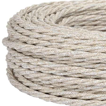 Textilkabel Stoffkabel gedreht 3x0,75 mm² Canvas Jute beige