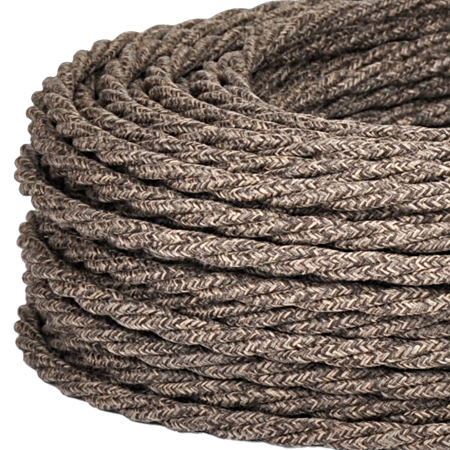 Textilkabel Stoffkabel gedreht 3x0,75 mm² Canvas Jute braun 5 m