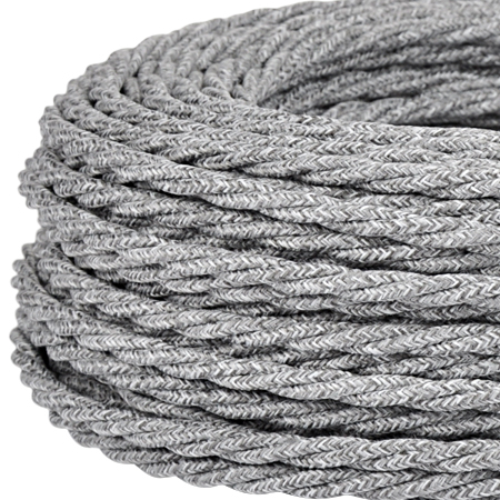 Textilkabel Stoffkabel gedreht 3x0,75 mm² Canvas Jute grau 25 m