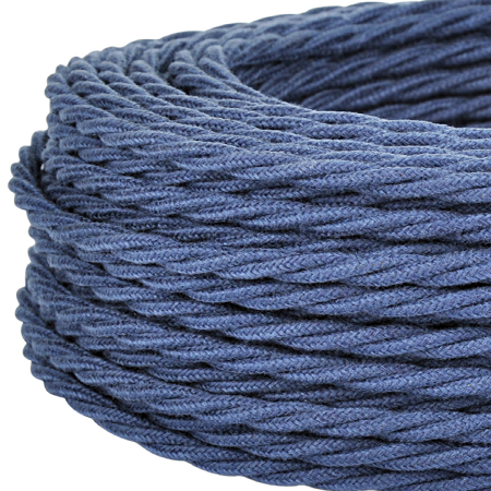 Textilkabel Stoffkabel gedreht 3x0,75 mm² jeansblau 5 m