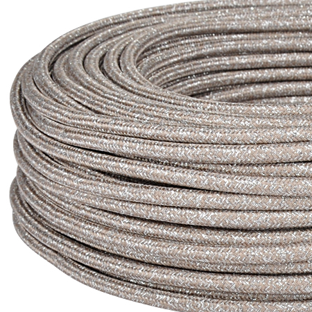 Textilkabel Stoffkabel 3x0,75 mm² Glitter beige 50 m