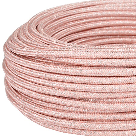 Textilkabel Stoffkabel 3x0,75 mm² Glitter rose 25 m