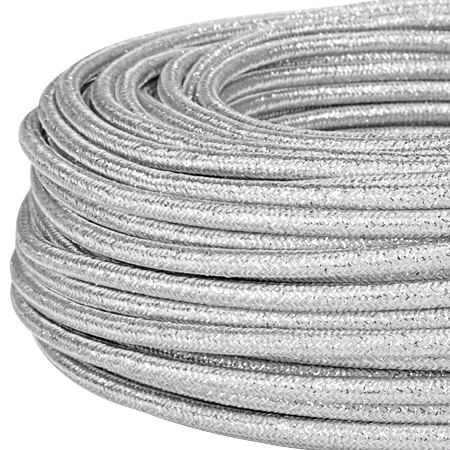 Textilkabel Stoffkabel 3x0,75 mm² Glitter silber 10 m