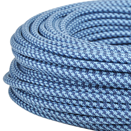 Textilkabel Stoffkabel 3x0,75 mm² jeansblau taubenblau gestreift 50 m