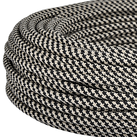 Textilkabel Stoffkabel 3x0,75 mm² Jute schwarz gestreift 10 m