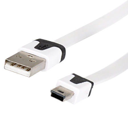 USB 2.0 Flachkabel A-Stecker, Mini-B-Stecker weiß 2 m