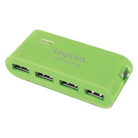 LogiLink USB 2.0 Hub 4-Port mit Netzteil grün