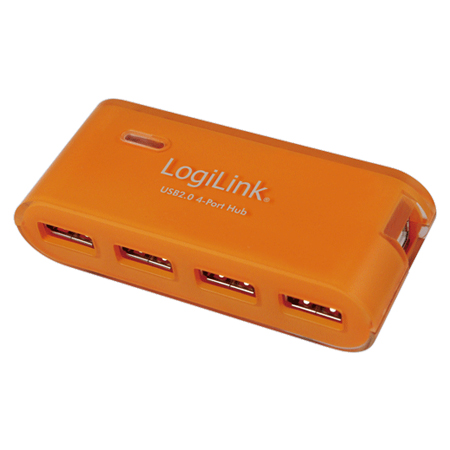 LogiLink USB 2.0 Hub 4-Port mit Netzteil orange