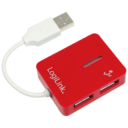 LogiLink USB 2.0 Hub 4-Port Smile rot