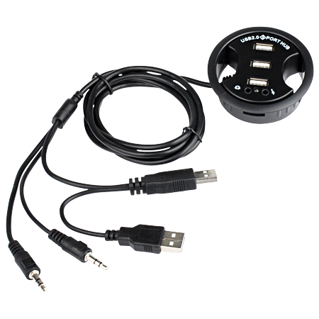 USB 2.0 Hub Verteiler 3-Port + Audio, Einbau