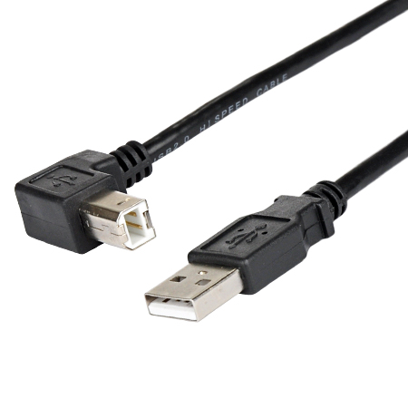 USB 2.0 Kabel A-Stecker, B-Stecker abgewinkelt schwarz 5 m