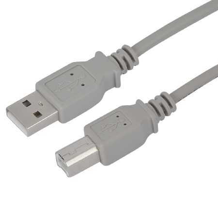USB 2.0 Kabel A-Stecker, B-Stecker grau