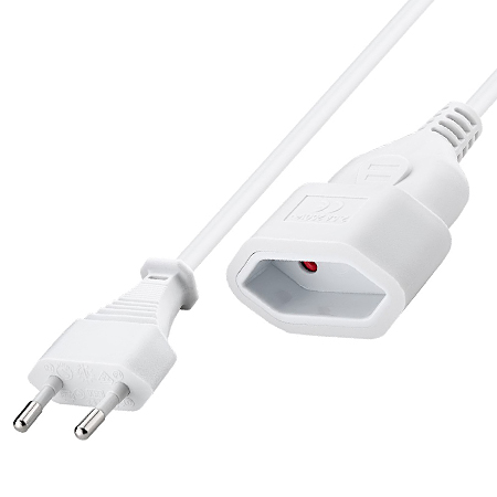 Verlängerungskabel mit Eurostecker weiß 2 m