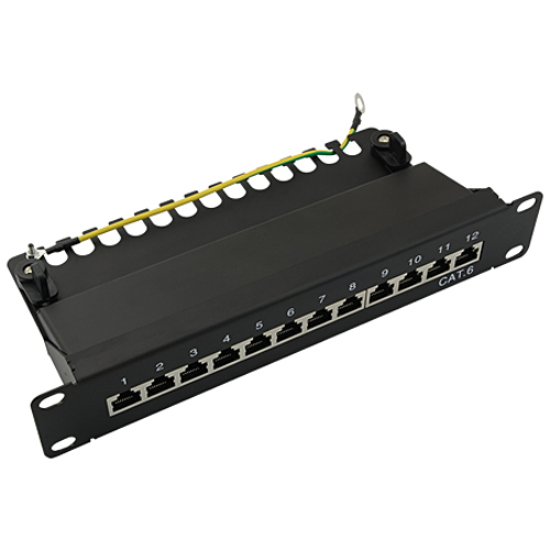 10 Zoll Patchpanel 12-Port Cat.6 schwarz