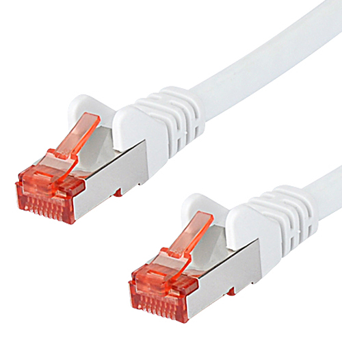 Cat.6a Patchkabel RJ45 LAN Kabel S-FTP/PIMF weiß 0,15 m