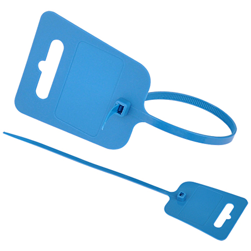 Produktbild von Kabelbinder mit Euroloch und Beschriftungsfeld blau