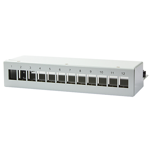 Produktbild von Keystone Patchpanel 12-Port Desktop Gehäuse Patchfeld lichtgrau