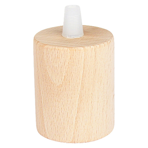 Lampenfassung E27 Holz Zylinder flach mit Klemmnippel