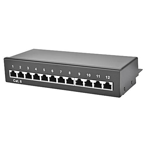 Patchpanel / Patchfeld 12-Port Cat.6 schwarz