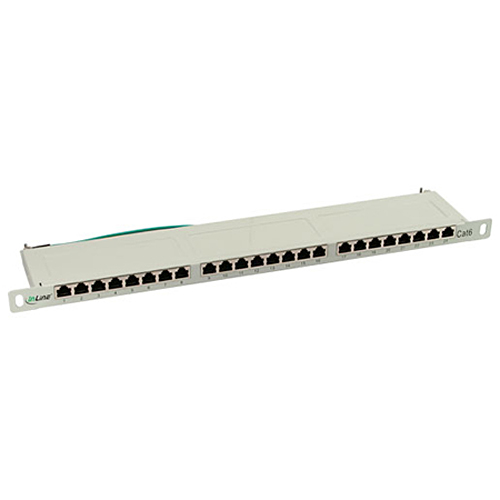 Produktbild von Patchpanel / Patchfeld 24-Port Cat.6 lichtgrau Rackeinbau Flat