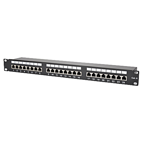 Patchpanel / Patchfeld 24-Port Cat.6 schwarz Rackeinbau