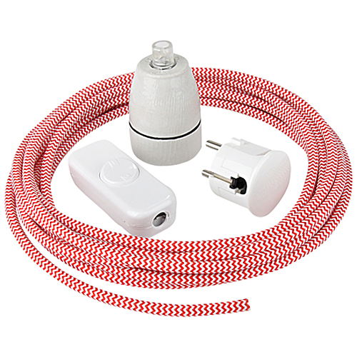 Textilkabel Lampen Set 4-teilig 5 m grün/weiß