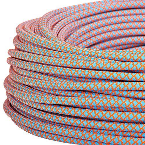 Textilkabel Stoffkabel 3x0,75 mm² azurblau orange Gitter