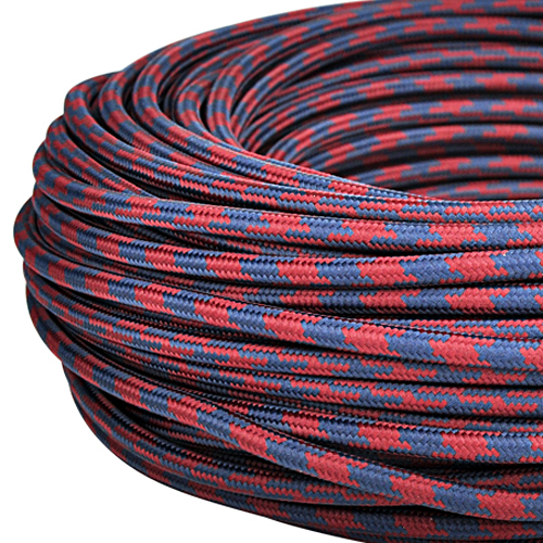 Textilkabel Stoffkabel 3x0,75 mm² bordeaux dunkelblau
