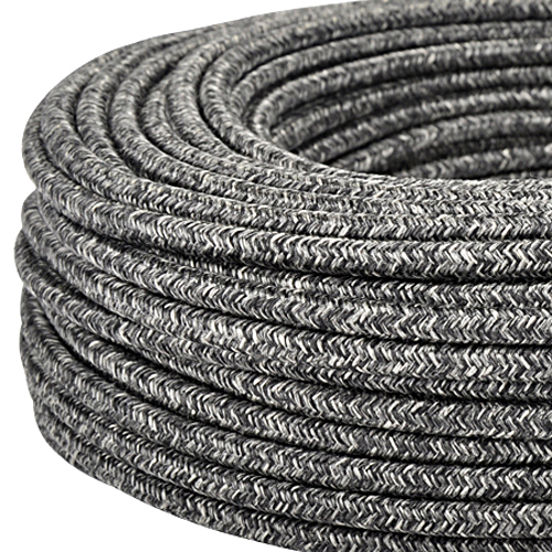 Textilkabel Stoffkabel 3x0,75 mm² Canvas Jute schwarz 5 m