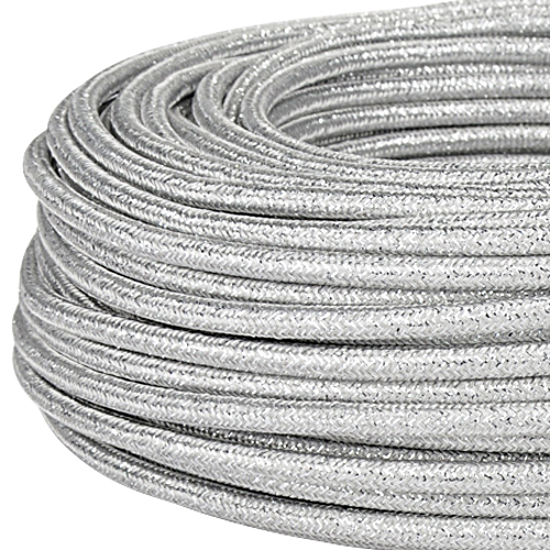 Textilkabel Stoffkabel 3x0,75 mm² Glitter silber