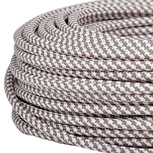 Textilkabel Stoffkabel 3x0,75 mm² grau rosa gestreift