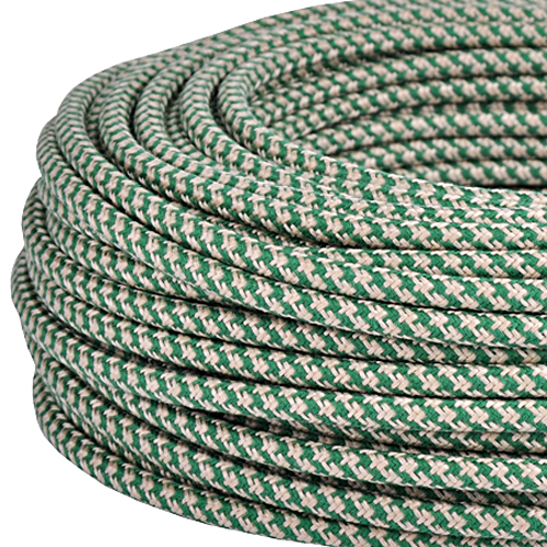 Textilkabel Stoffkabel 3x0,75 mm² Jute grün gestreift