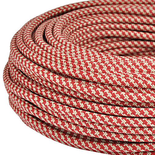 Produktbild von Textilkabel Stoffkabel 3x0,75 mm² Jute rot gestreift