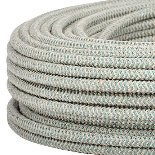 Textilkabel Stoffkabel 3x0,75 mm² Jute salbeigrün Zick Zack