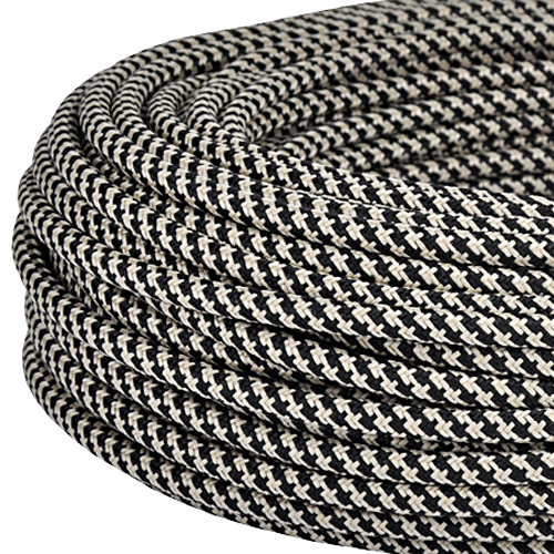 Textilkabel Stoffkabel 3x0,75 mm² Jute schwarz gestreift 25 m