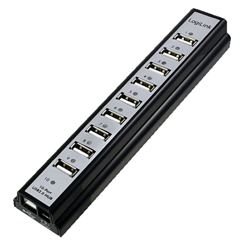 Produktbild von LogiLink USB 2.0 Hub 10-Port mit Netzteil