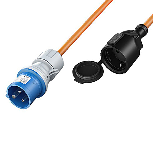 Camping Adapterkabel Caravan 3-polig CEE-Stecker Schutzkontakt Kupplung 1,5 m